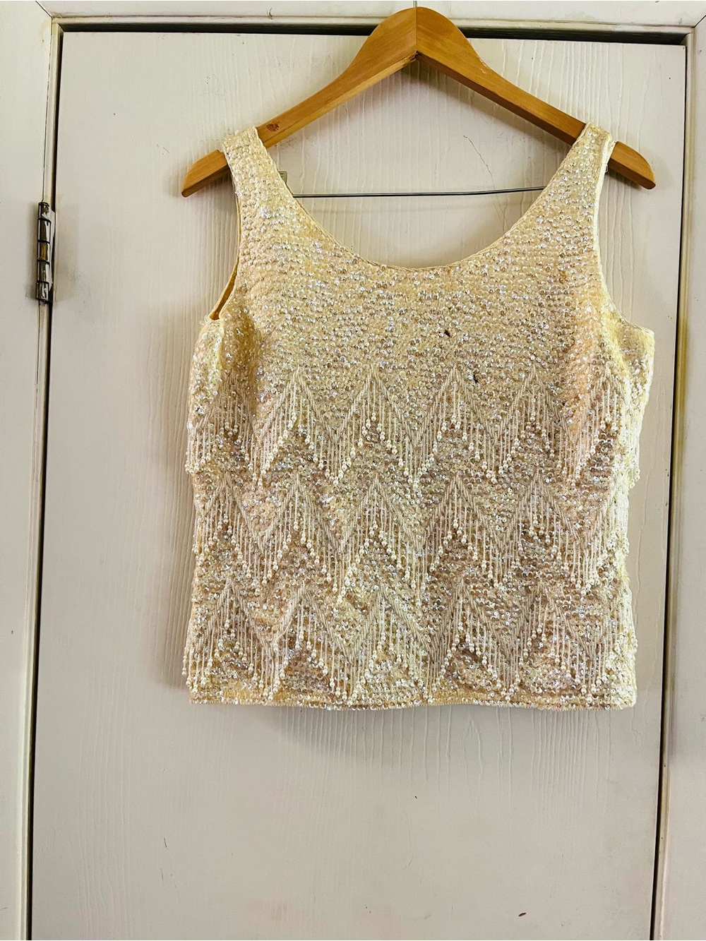 VTG 50s 60s Wool Sequin Korea Made Party Cocktail 20s Tank Sweater Blouse S